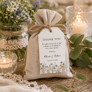 Elegante Rustikale Wildblumen Hochzeit Danke Geschenkanhänger