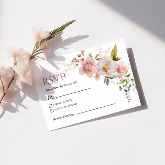 Elegante rustikale Wildblumen Hochzeit-RSVP-Karte RSVP Karte (Von Creator hochgeladen)