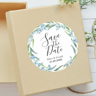 Elegante rustikale Wildblumen-Hochzeit Save The Da Runder Aufkleber