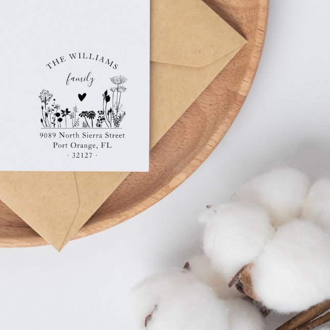 Elegante rustikale Wildblumen Rücksendeadresse Gummistempel (Von Creator hochgeladen)