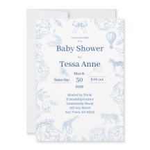Elegante Safari in Blau - Baby Shower Einladung