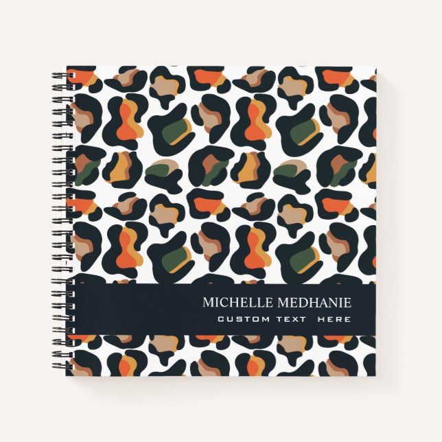 Elegante Safari Tier Leopard Spot MONOGRAM Notizbuch (Vorderseite)
