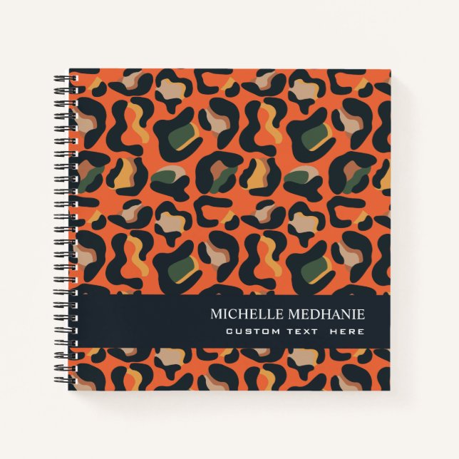 Elegante Safari Tier Leopard Spot MONOGRAM Notizbuch (Vorderseite)