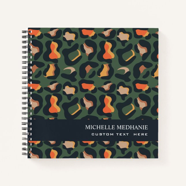 Elegante Safari Tier Leopard Spot MONOGRAM Notizbuch (Vorderseite)