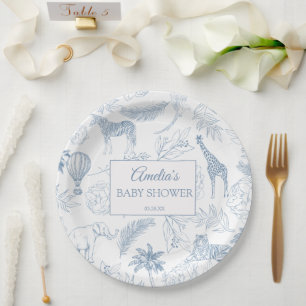Elegante Safari-Tiere Dschungel-Baby-Party Pappteller
