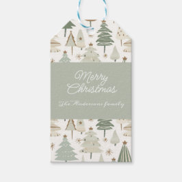 Elegante Saga grün Moderne Weihnachtsbaumen Muster Geschenkanhänger