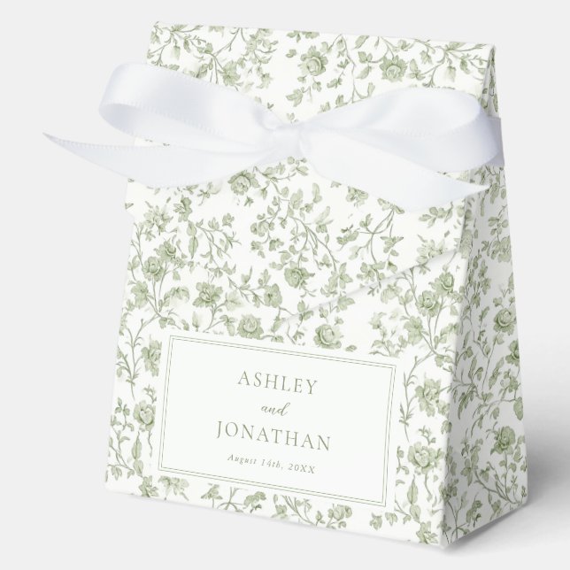 Elegante Sage Chinoiserie Hochzeit Geschenkschachtel (Vorderseite)