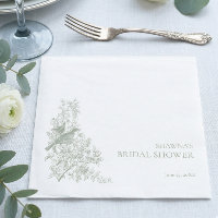 Elegante Sage Chinoiserie Natur Vogel Brautparty