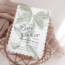 Elegante Sage Coquette-Schleife neutrale Babyparty