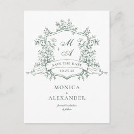 Elegante Sage French Garden Wedding Save the Date Postkarte
