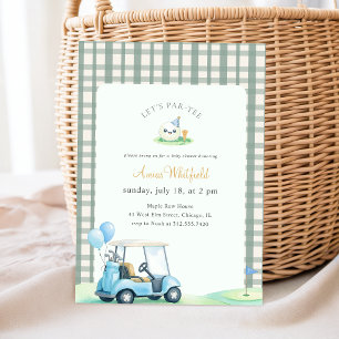 Elegante Sage Gingham Golf Baby Shower Einladung