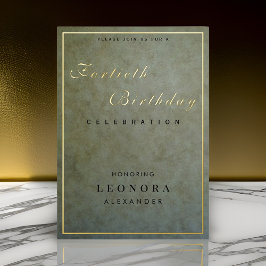 Elegante Sage Gold ANY Meilenstein Geburtstagspart Folieneinladung