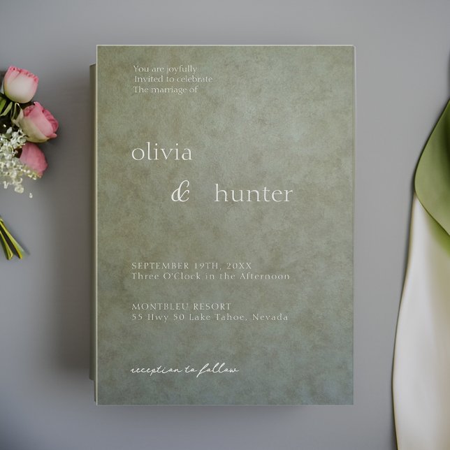 Elegante Sage Gold Wedding Einladung (Von Creator hochgeladen)