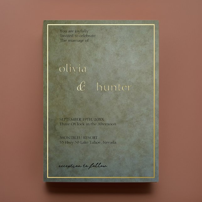 Elegante Sage Gold Wedding Folieneinladung (Von Creator hochgeladen)