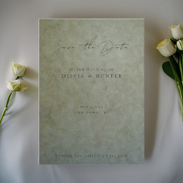 Elegante Sage Gold Wedding Save the Date Card