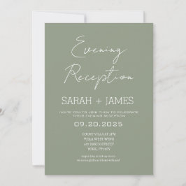 Elegante Sage Green Abend Empfang Hochzeit Einladung