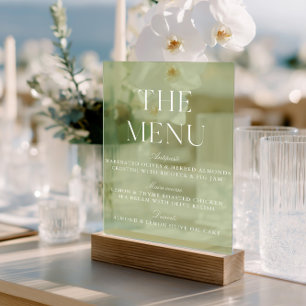 Elegante Sage Green Acrylic Wedding Menu Sign Acrylschild