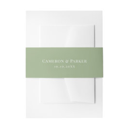 Elegante Sage Green All Caps Hochzeit Einladungsbanderole