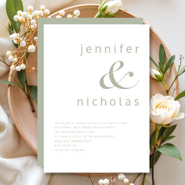 Elegante Sage Green Ampersand Hochzeit Einladung