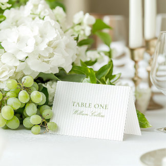 Elegante Sage Green & Beige Wedding Platzkarte Tischnummer