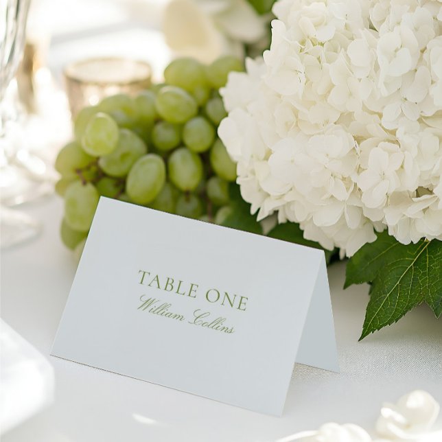 Elegante Sage Green & Blue Wedding Platzkarte Tischnummer (Elegant Sage Green & Blue Wedding Place Card)