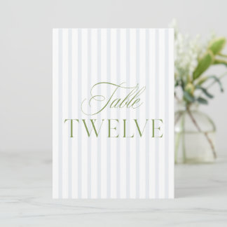 Elegante Sage Green & Blue Wedding Tischnummer