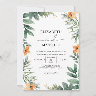 Elegante Sage Green Botanical Floral Wedding Einladung