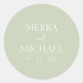 Elegante Sage Green Botanical Wedding Runder Aufkleber