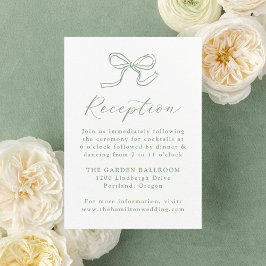 Elegante Sage Green Bow Hochzeitsempfehlung Begleitkarte