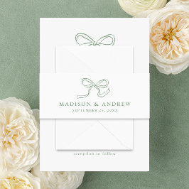 Elegante Sage Green Bow Wedding Einladungsbanderole