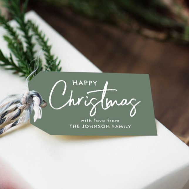 Elegante Sage Green Christmas Geschenkanhänger (Von Creator hochgeladen)