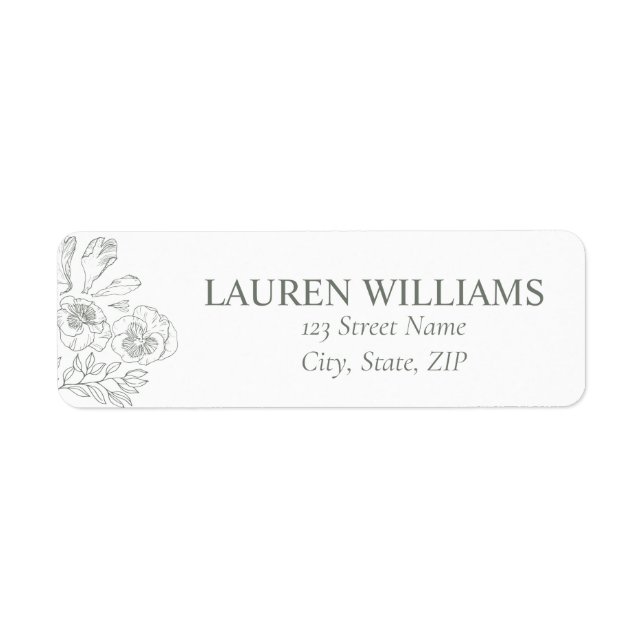 Elegante Sage Green Floral Line Art Wedding (Vorne)