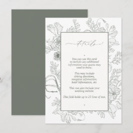 Elegante Sage Green Floral Line Details zur Hochze Begleitkarte