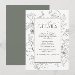 Elegante Sage Green Floral Line Details zur Hochze Begleitkarte