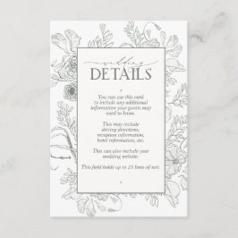 Elegante Sage Green Floral Line Details zur Hochze Begleitkarte