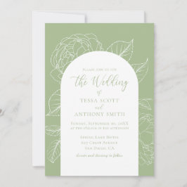 Elegante Sage Green Floral Wedding Einladung