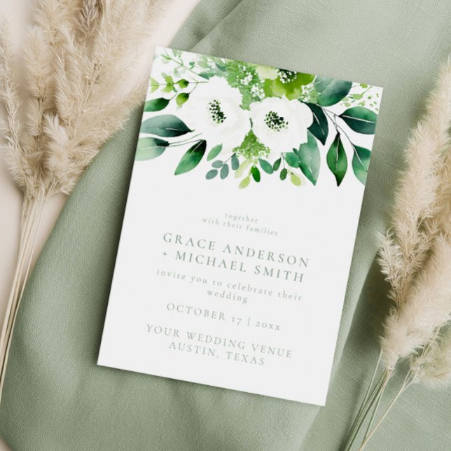 Elegante Sage Green Floral Wedding Einladung (Von Creator hochgeladen)