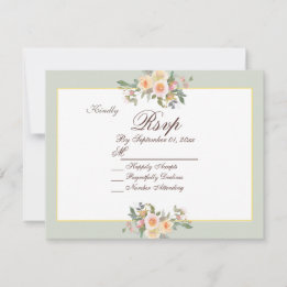 Elegante Sage Green Floral Wedding RSVP Card Einladung