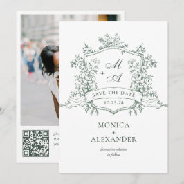 Elegante Sage Green French Garden Blume Hochzeit Save The Date