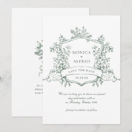 Elegante Sage Green French Garden Blume Hochzeit Save The Date