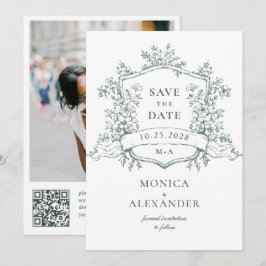 Elegante Sage Green French Garden Blume Hochzeit Save The Date