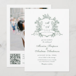 Elegante Sage Green French Garden Wedding QR Code Einladung