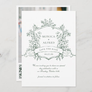Elegante Sage Green French Garden Wedding QR Code Save The Date