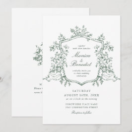 Elegante Sage Green French Rose Garden Wedding Einladung