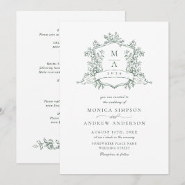 Elegante Sage Green French Rose Garden Wedding Einladung