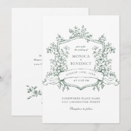 Elegante Sage Green French Rose Garden Wedding Einladung