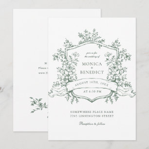 Elegante Sage Green French Rose Garden Wedding Einladung