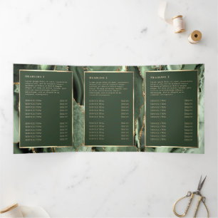 Elegante Sage Green Gold Agate Trifold Broschüre