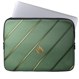 Elegante Sage Green & Gold Laptopschutzhülle