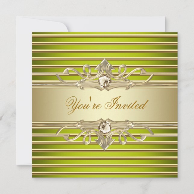 Elegante Sage Green Gold Party Einladungen (Vorderseite)